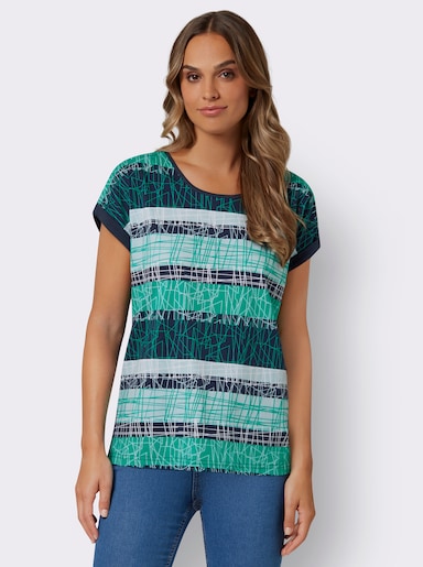 Kurzarmshirt mit Druck im Vorderteil - mint-nachtblau-bedruckt