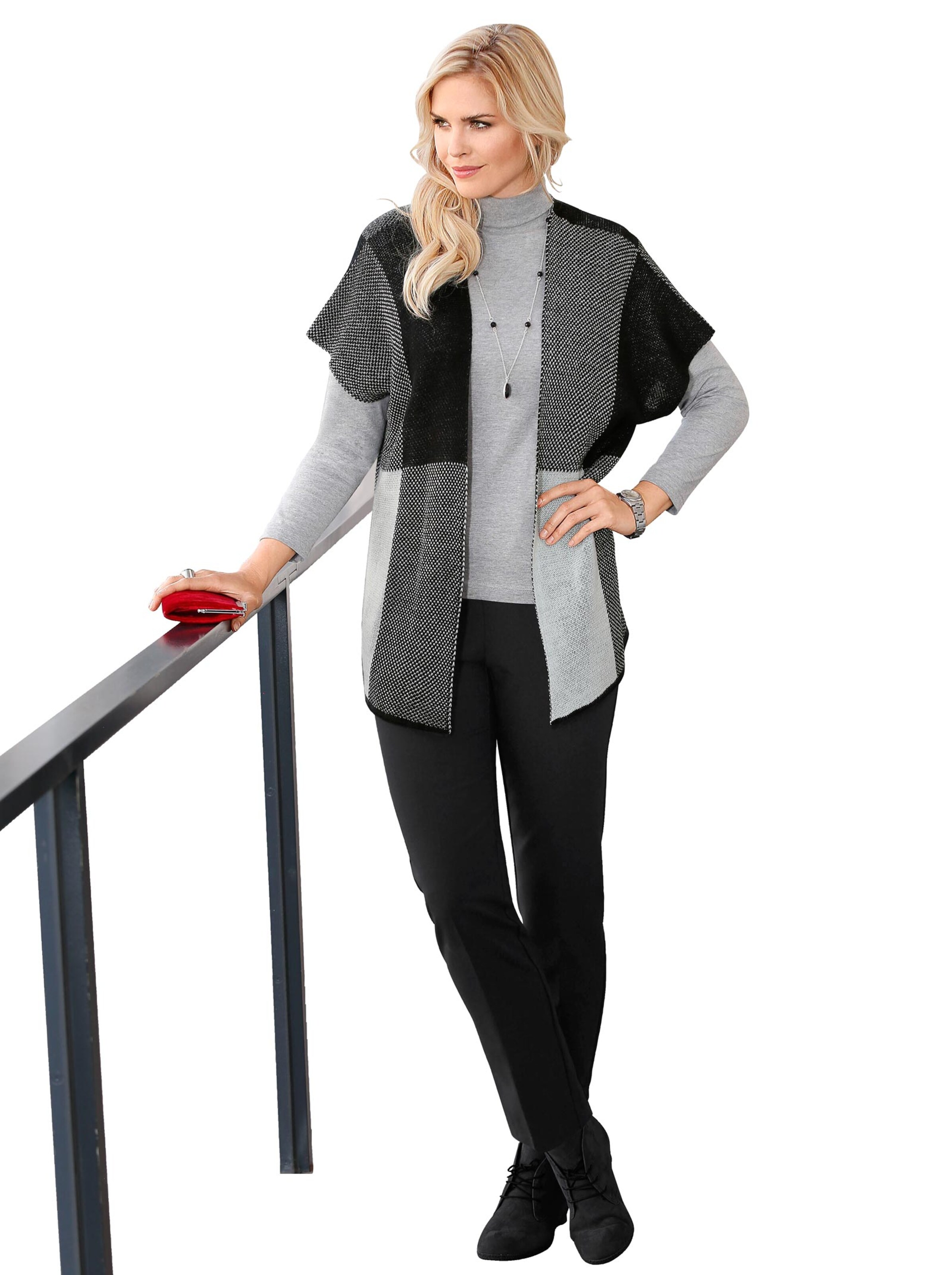 Strickjacke - schwarz-grau