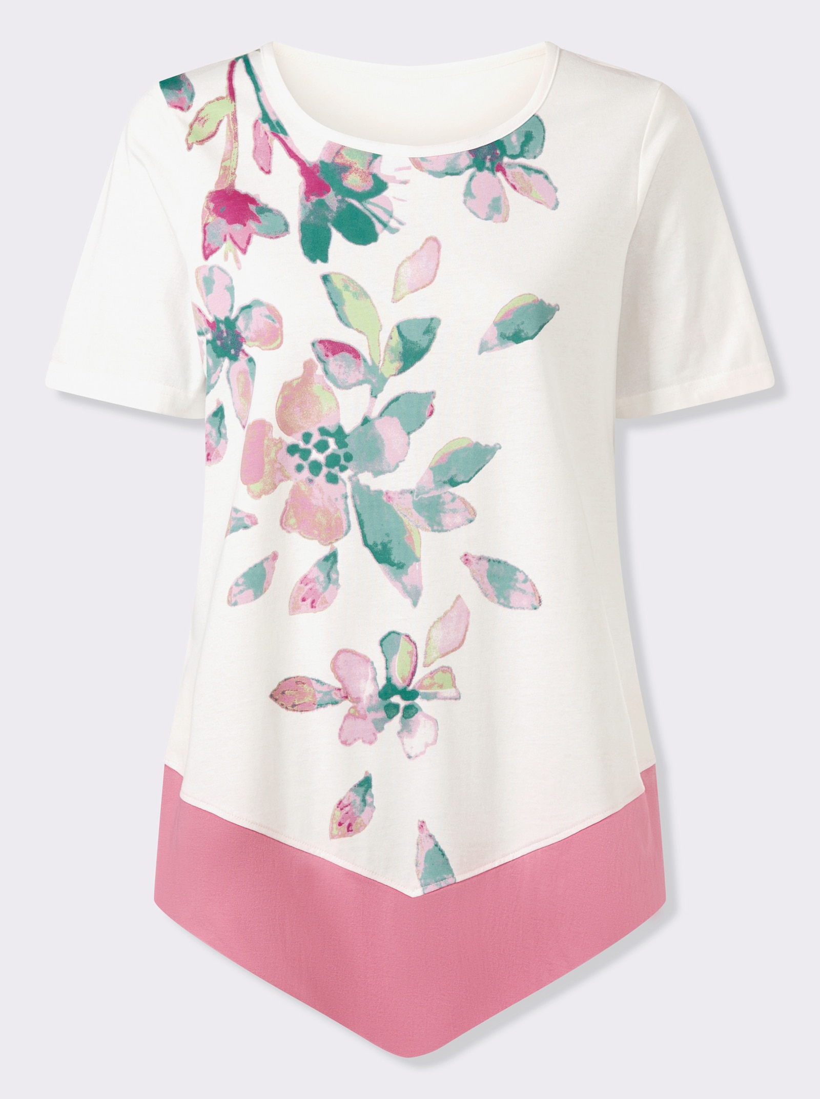 Tunikashirt mit Zipfelsaum - ecru-bedruckt