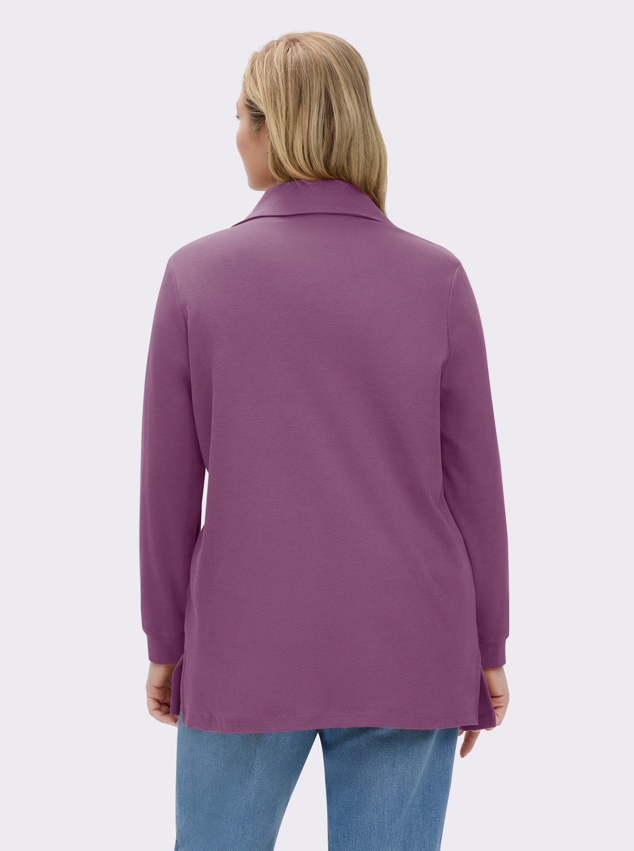 Longsweatshirt mit Umlegekragen - violett