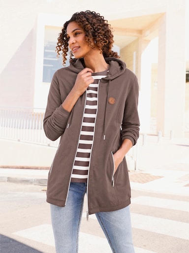 Sweatjacke - dunkeltaupe