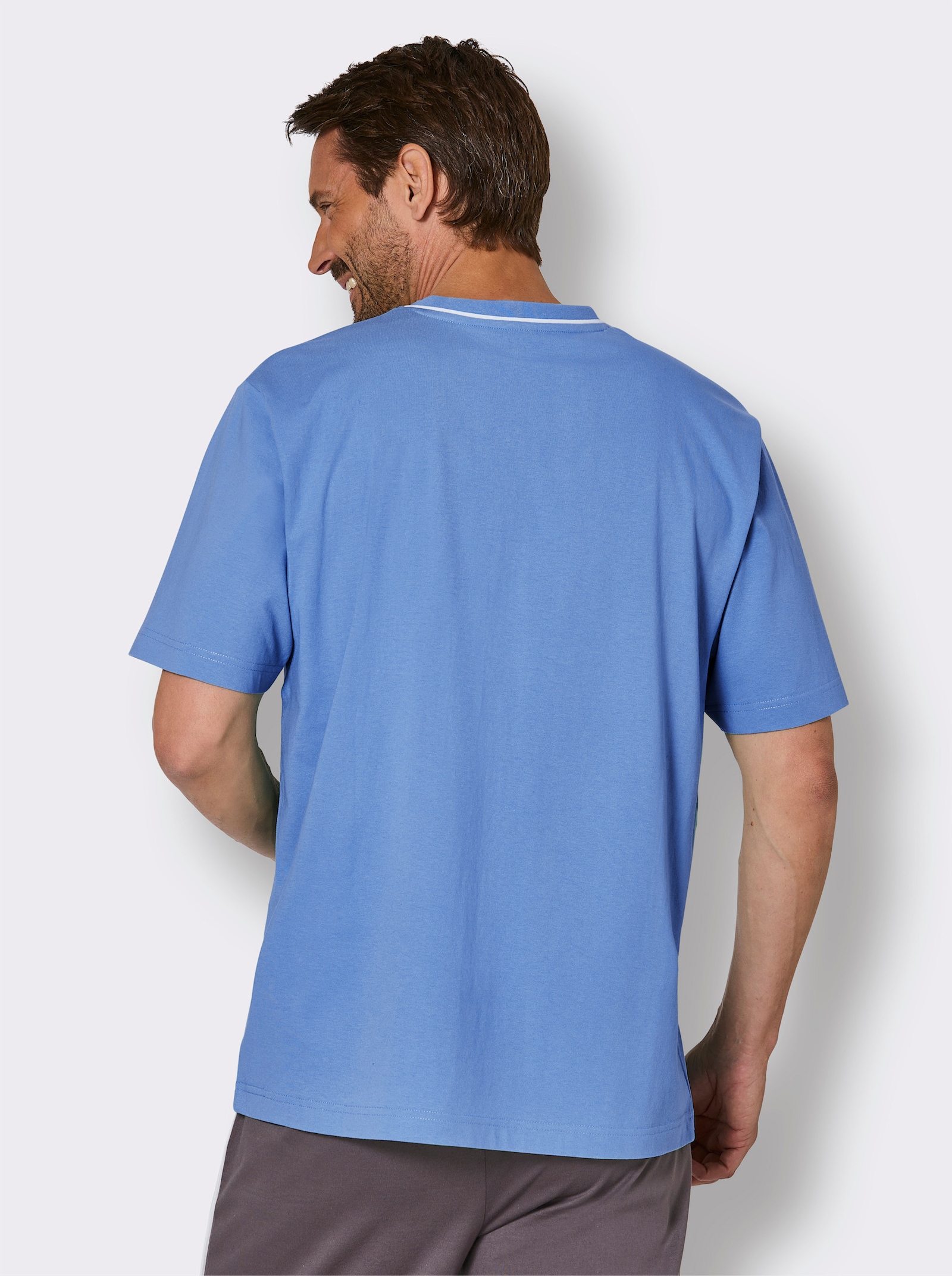 wäschepur men Schlafanzug-Shirt - mittelblau