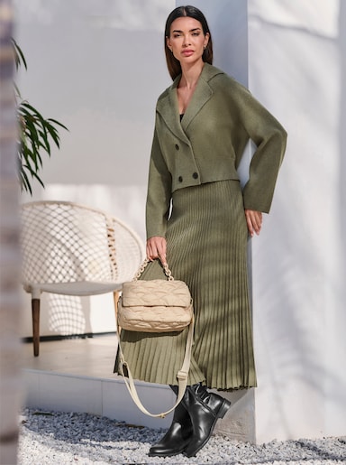 heine Vest met dubbele rij knopen - kaki gemêleerd