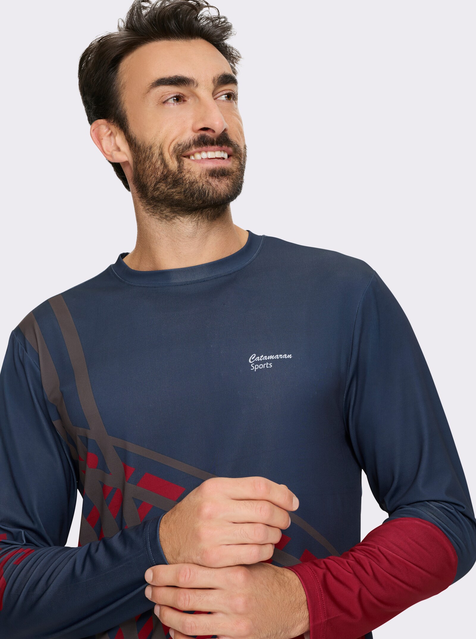 Catamaran Sports Functioneel shirt met stretch - donkerblauw geprint
