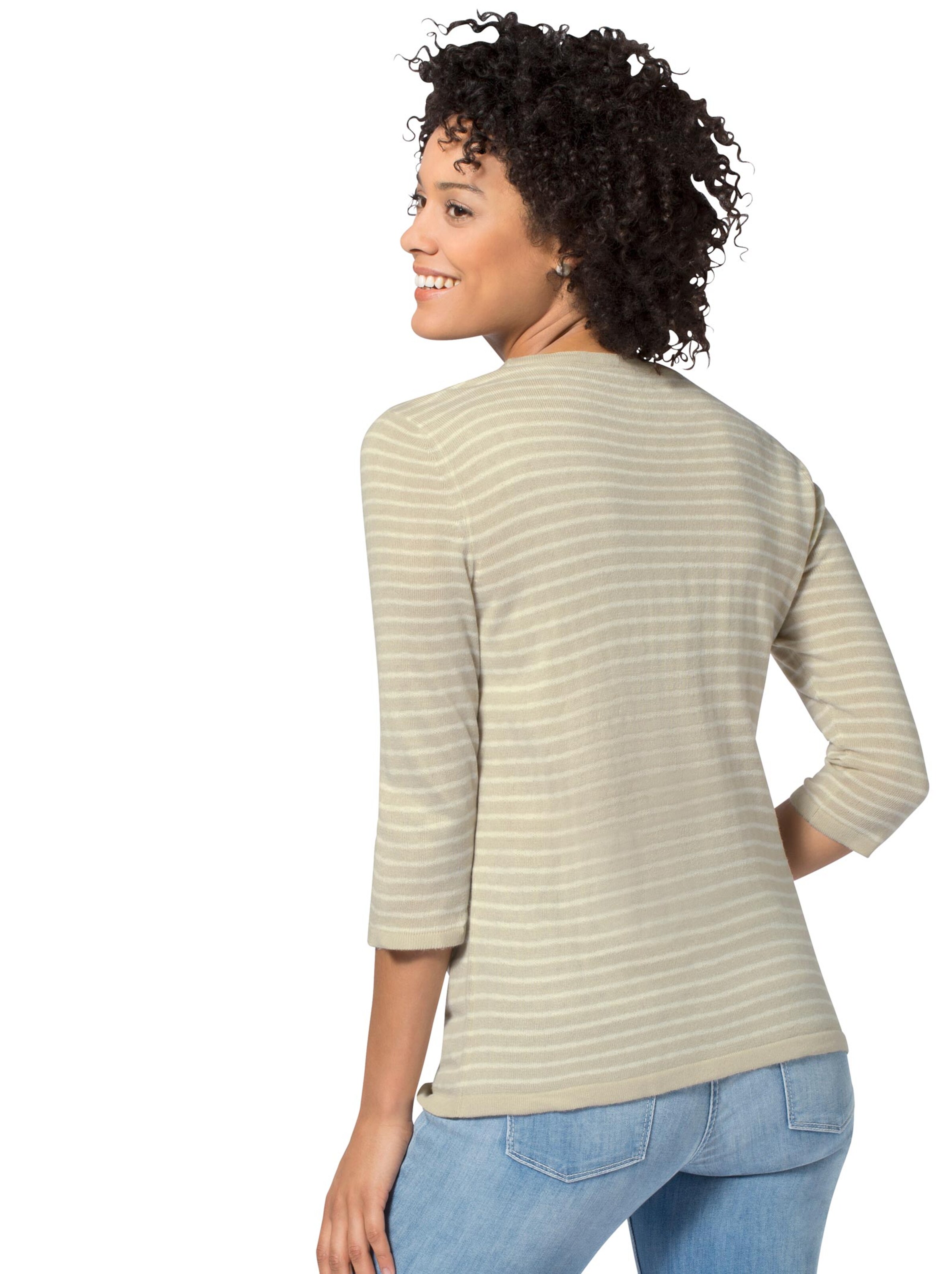 Pullover - beige-weiß-gestreift