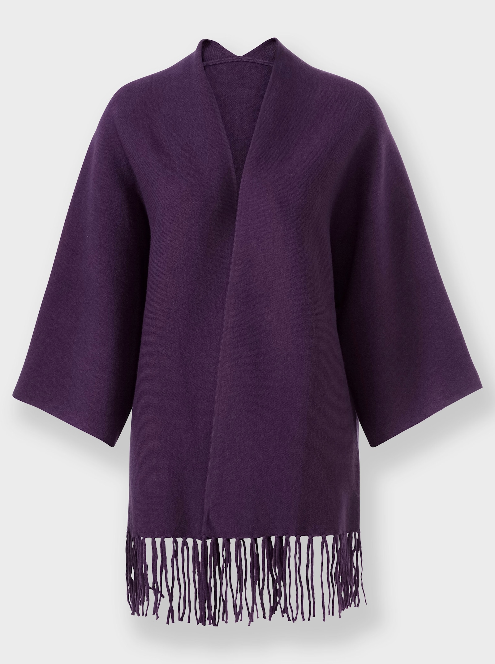 heine Strickcape mit Fransen - traube