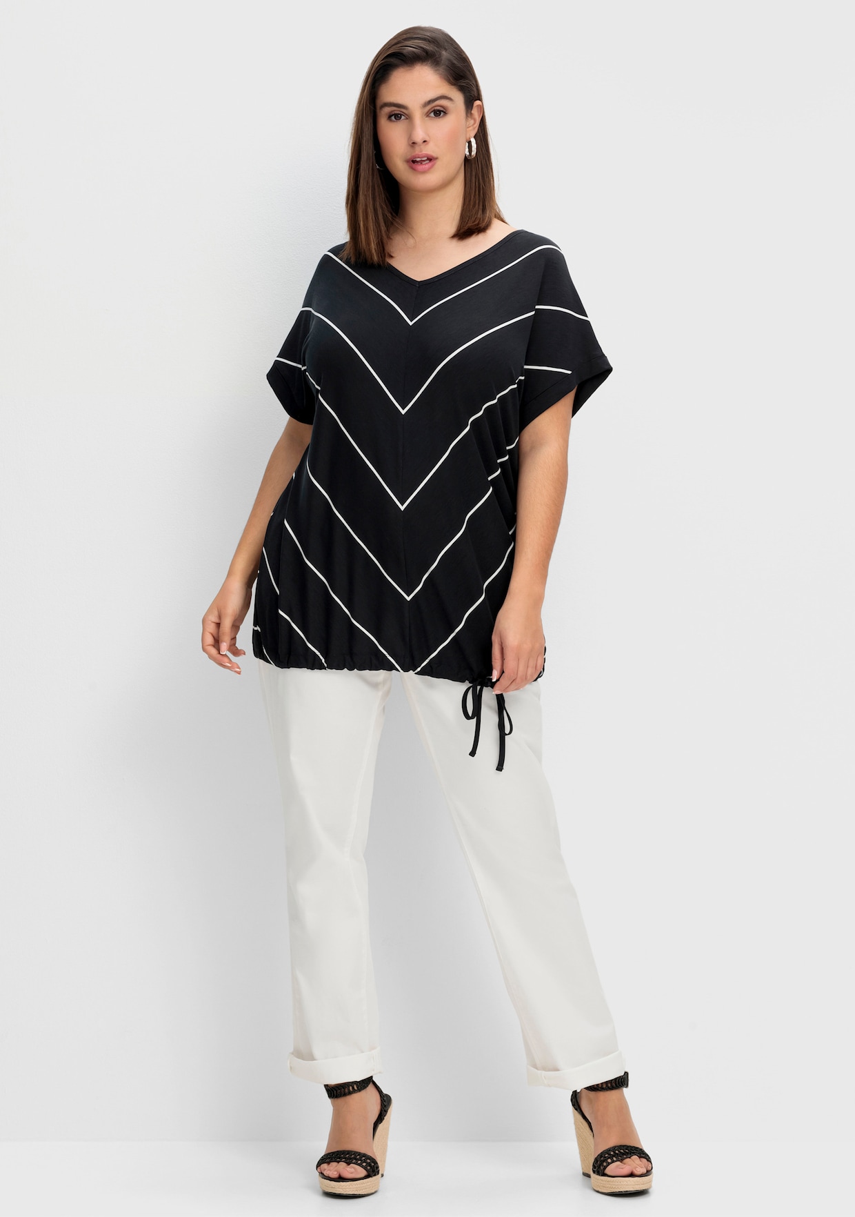 sheego Gestreept shirt - zwart/wit