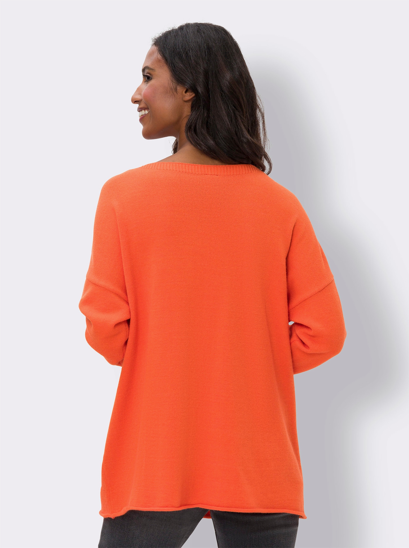 heine Oversize-Pullover mit Fransen - orange