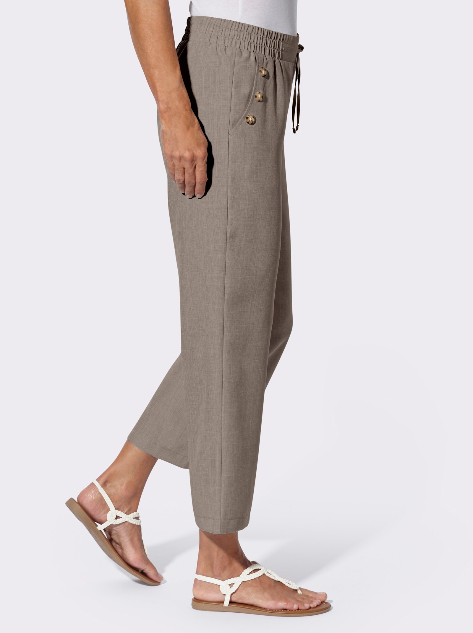Culotte mit Knöpfen in Holz-Optik - taupe