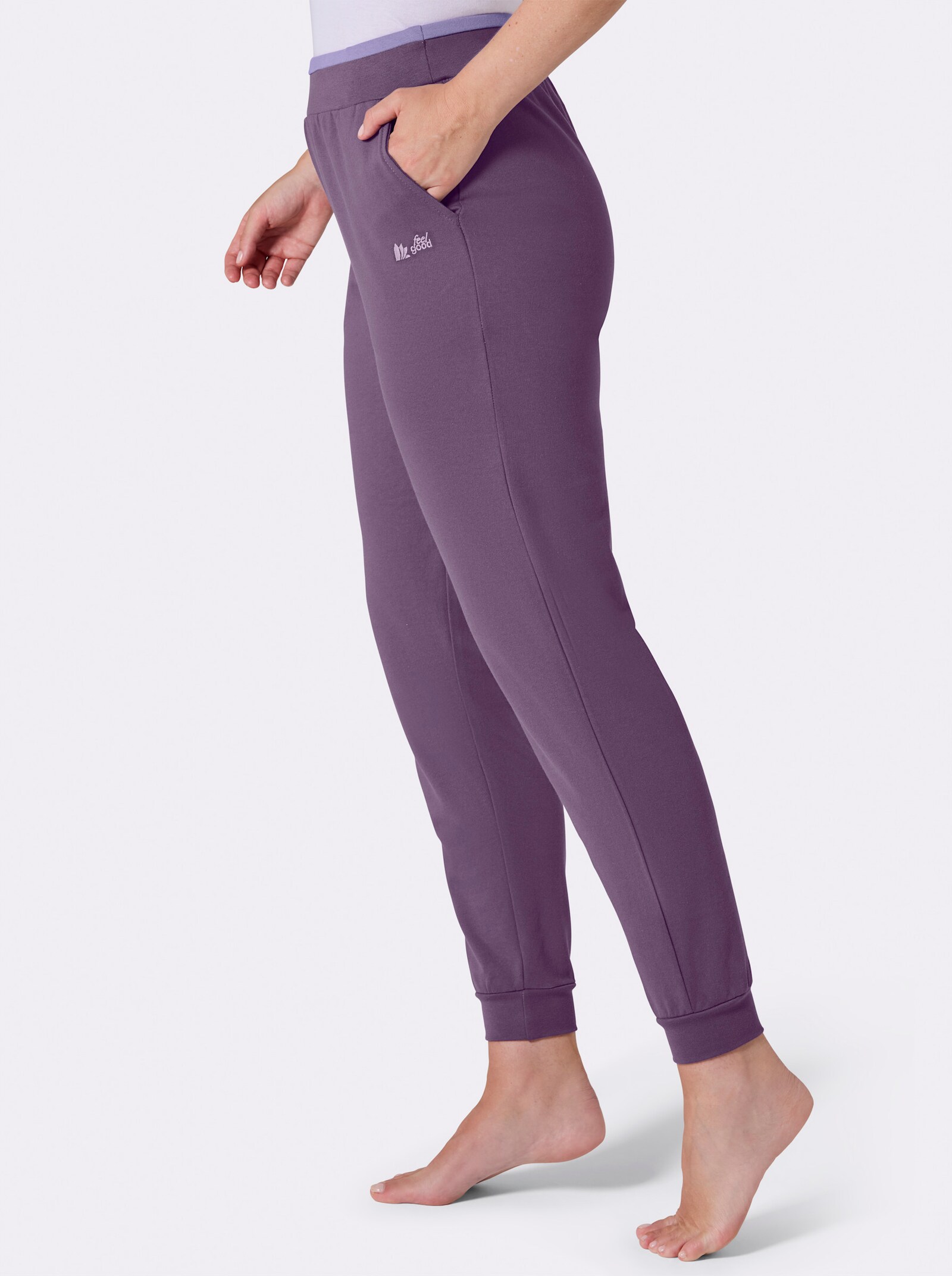 feel good Dehnbund-Hose mit Bündchen - feige-lavendel