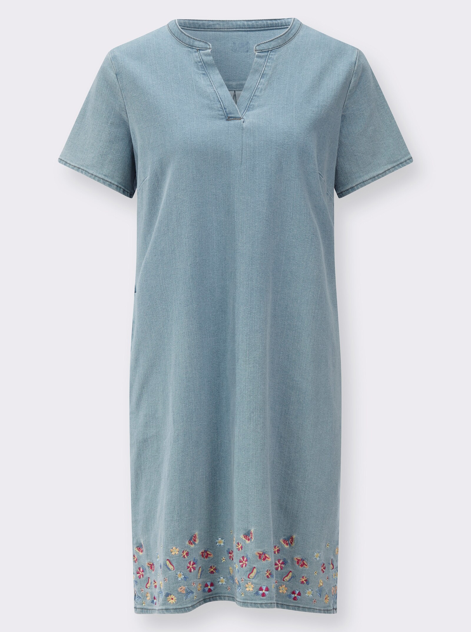 Jeanskleid mit Nahttaschen - blue-bleached