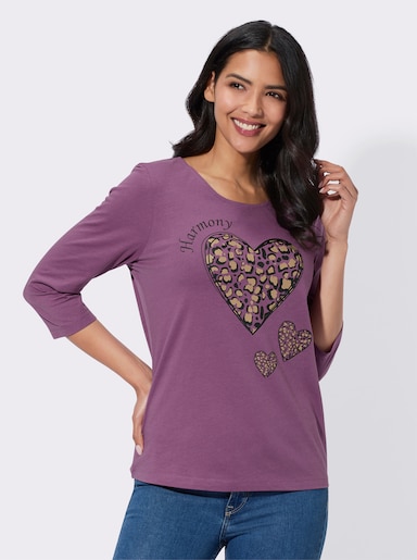 3/4-Arm-Shirt mit platziertem Druck - violett-schwarz