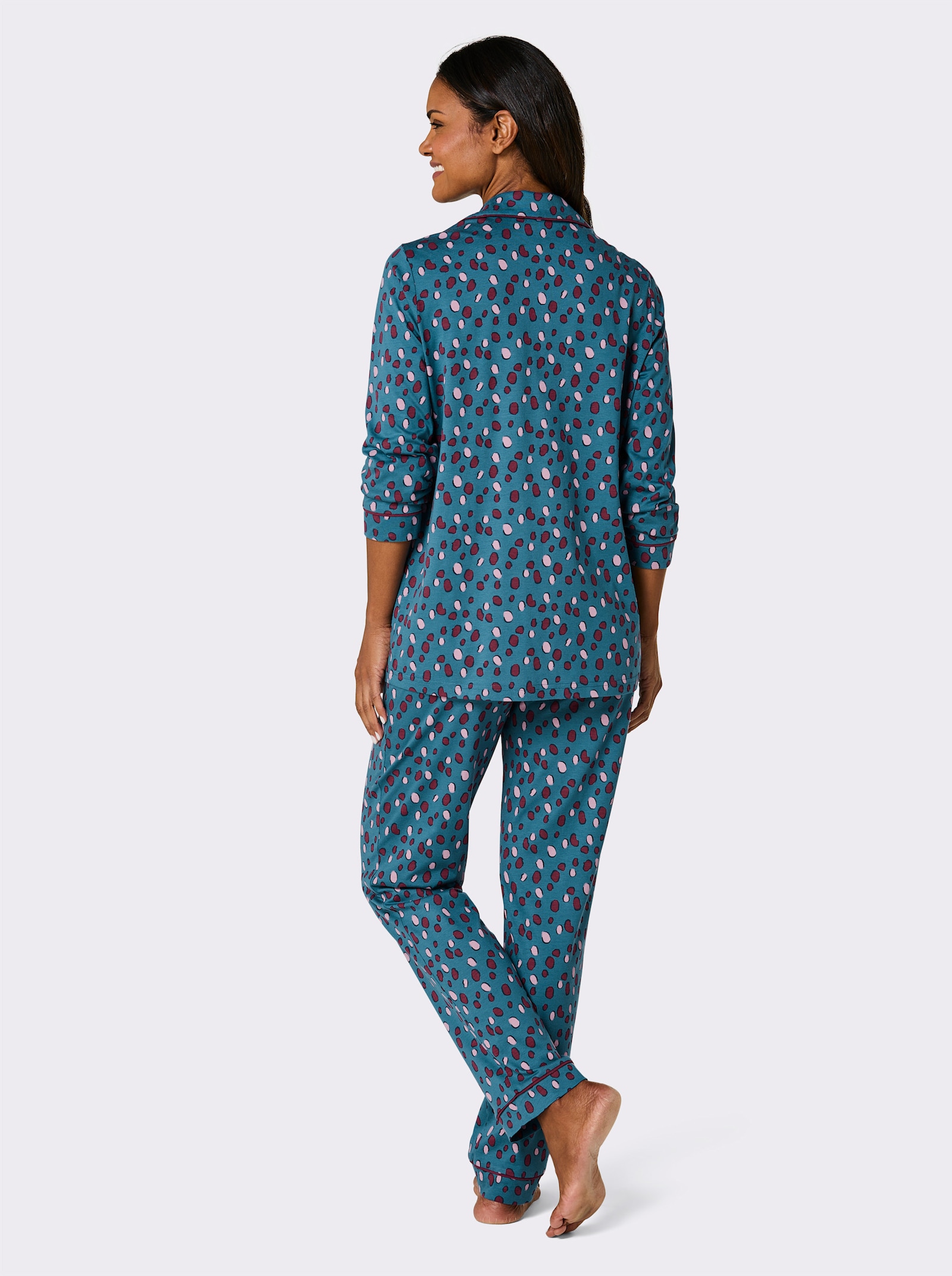 wäschepur Pyjama - topas-dunkelrot-bedruckt