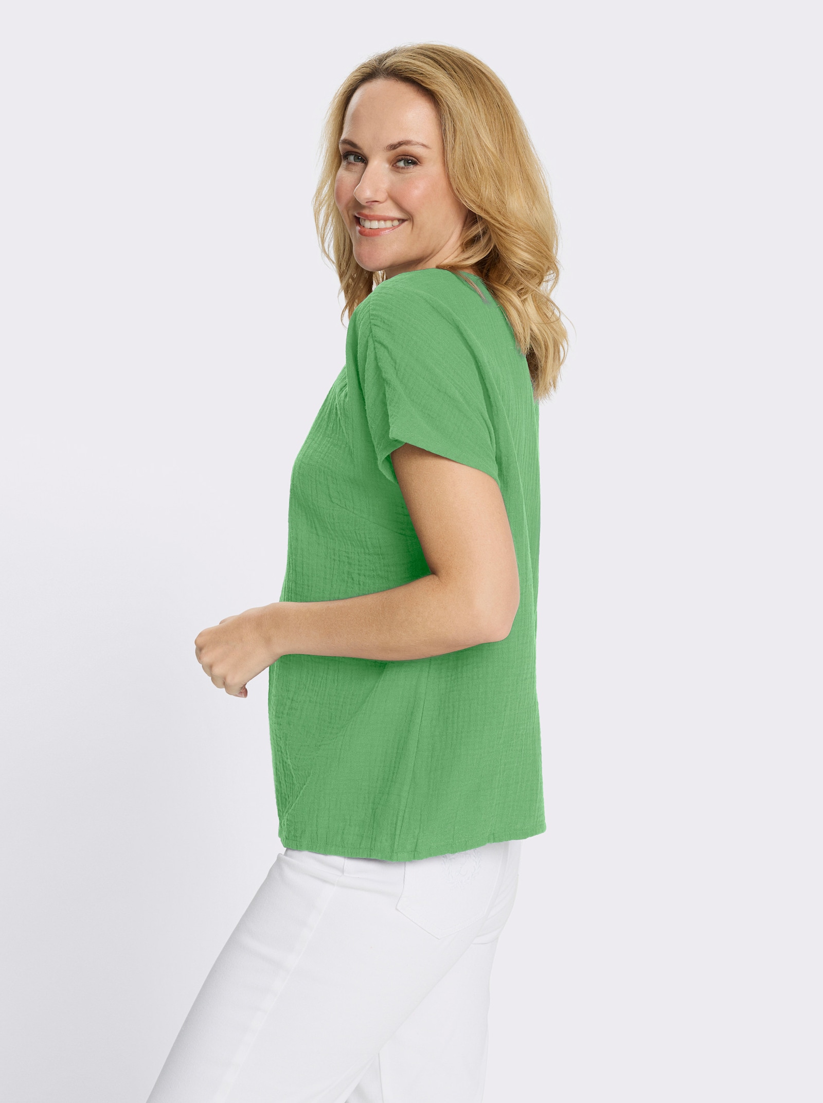 Schlupfbluse in Musselin-Qualität - apfel