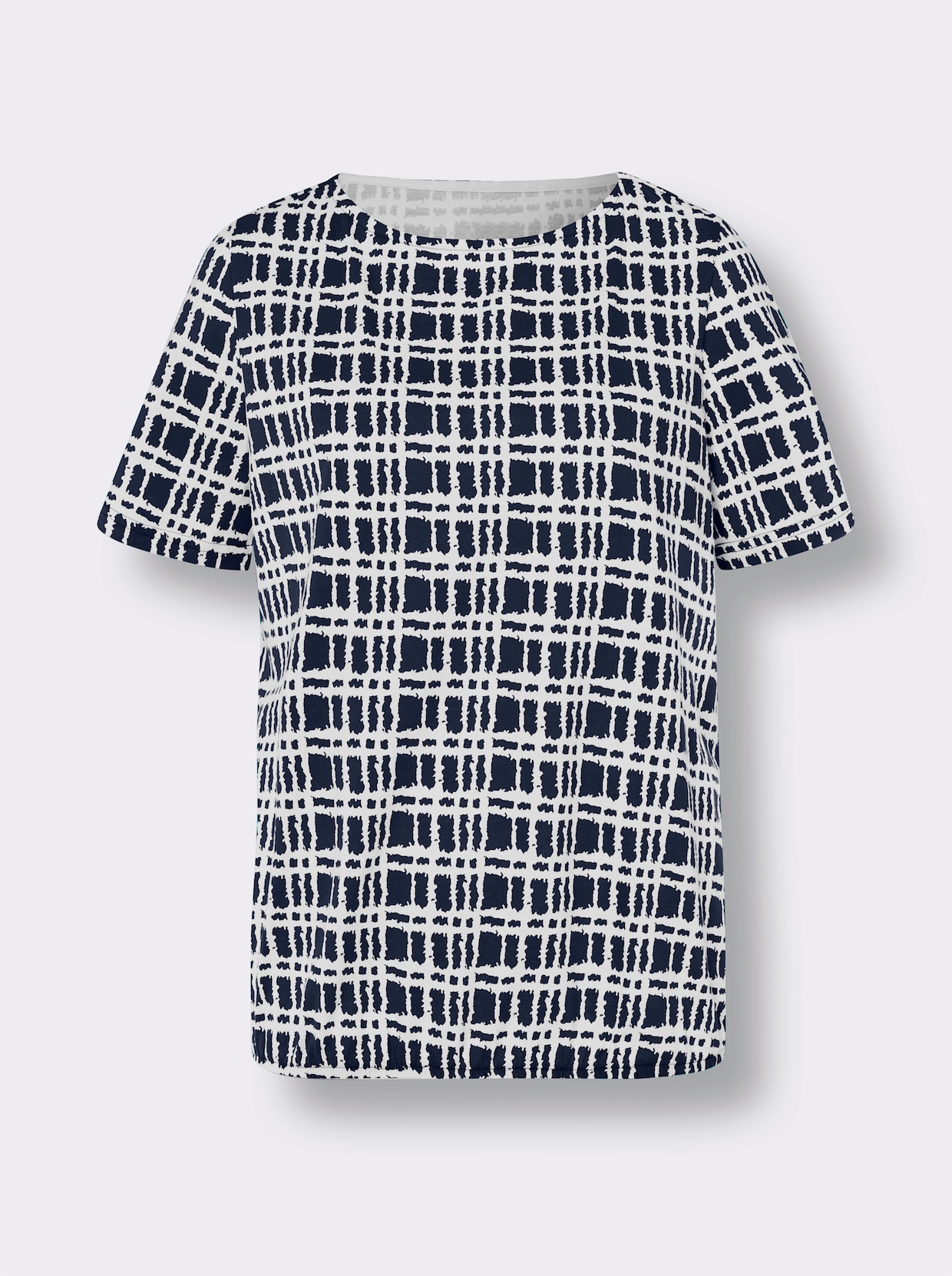 Shirt met ronde hals - marine/wit geprint