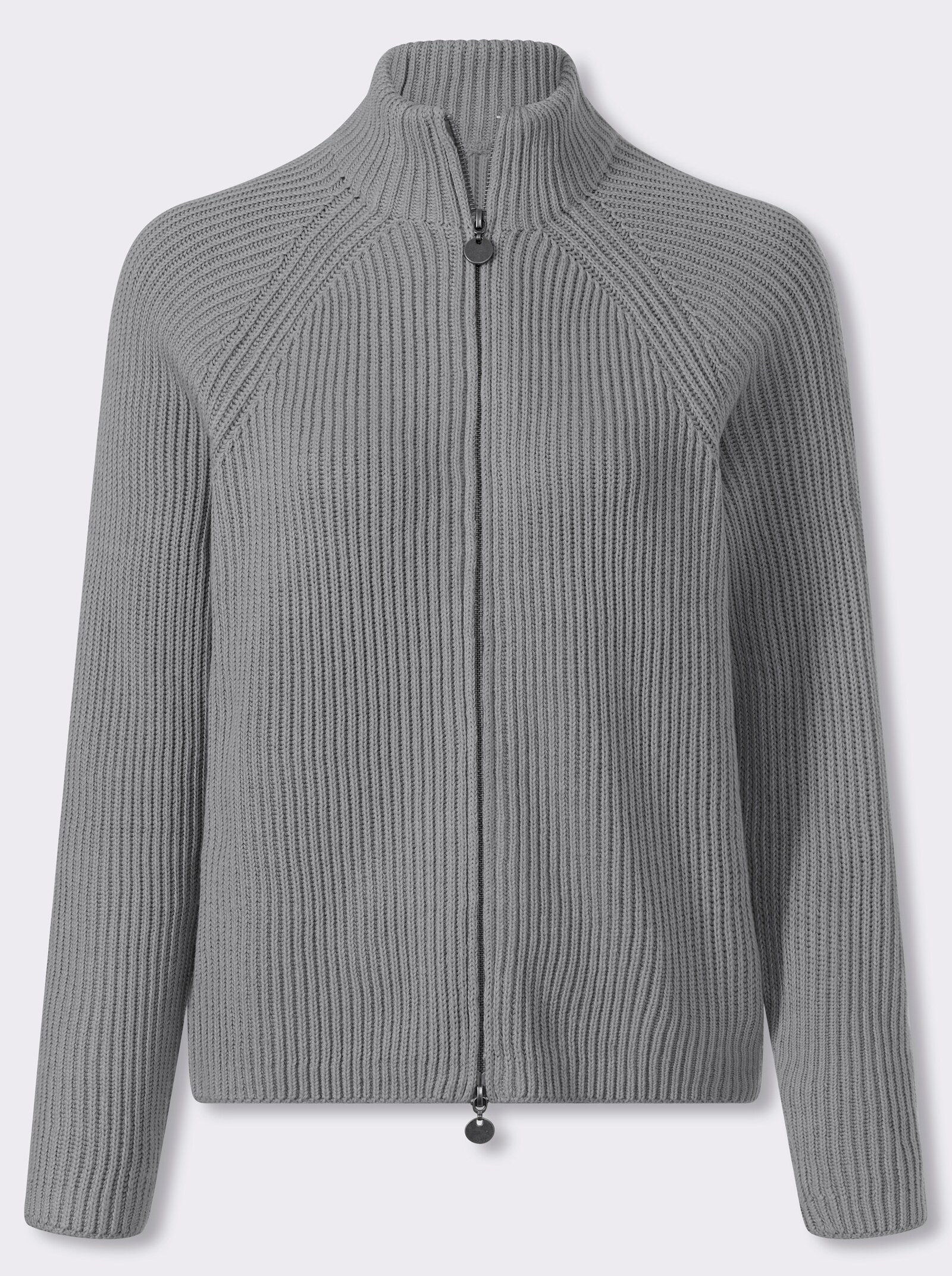 heine Cardigan mit 2-Wege-Zipper - steingrau-meliert