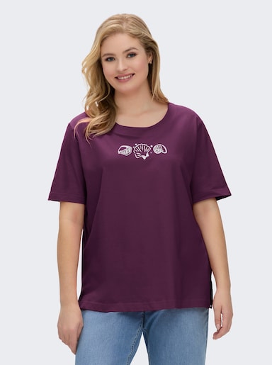 Kurzarmshirt mit Muschel-Druck - feige