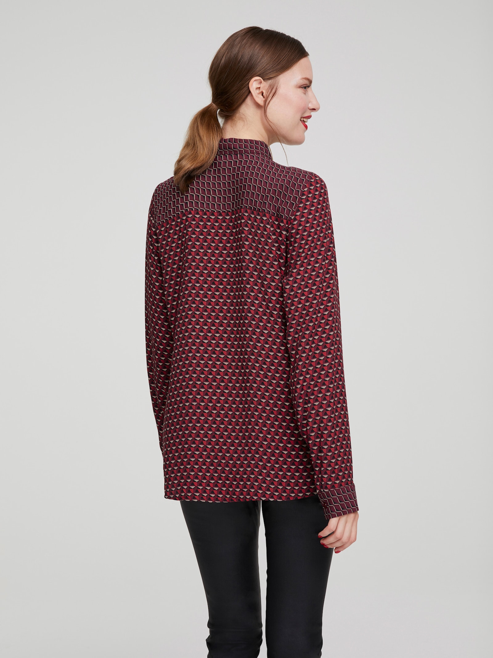 heine Hemdbluse im Minimal-Dessin - dunkelbeere-sand