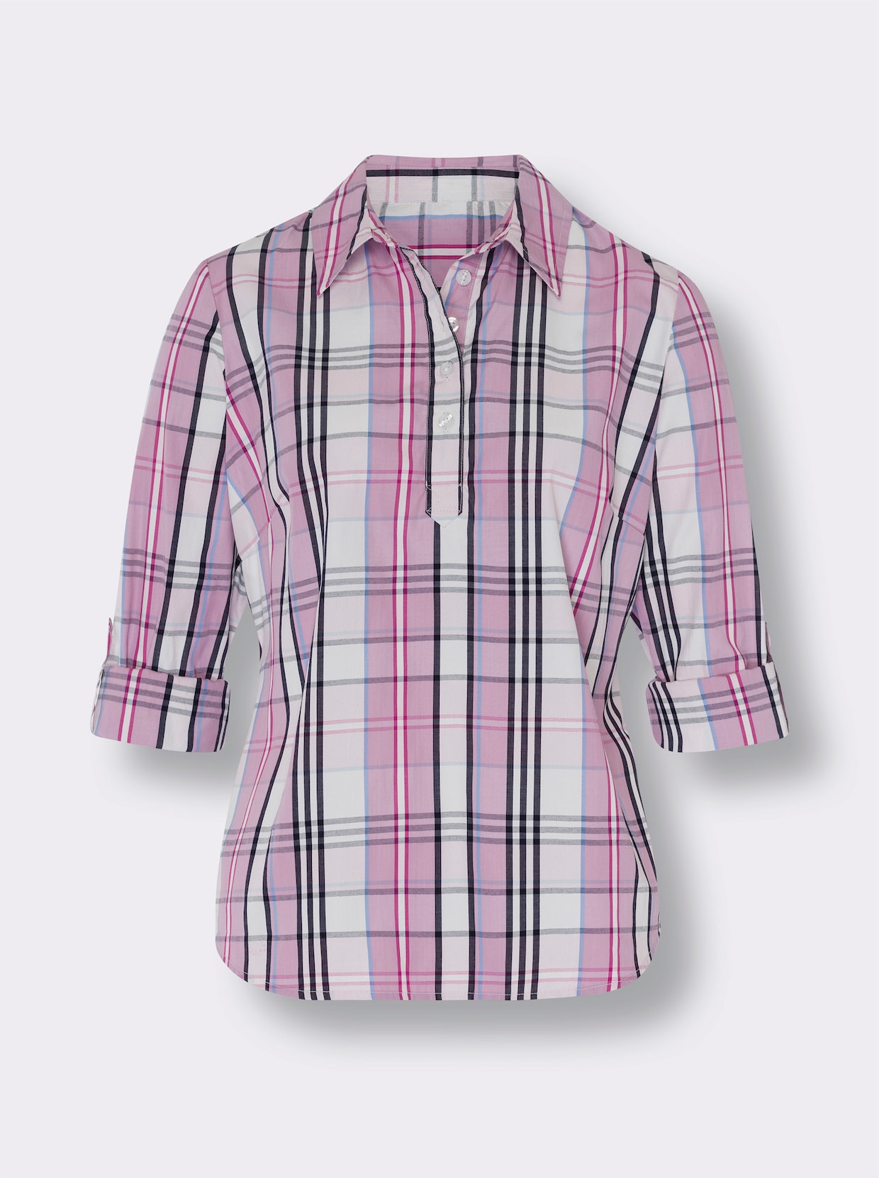 Geruite blouse - roze/marine geruit