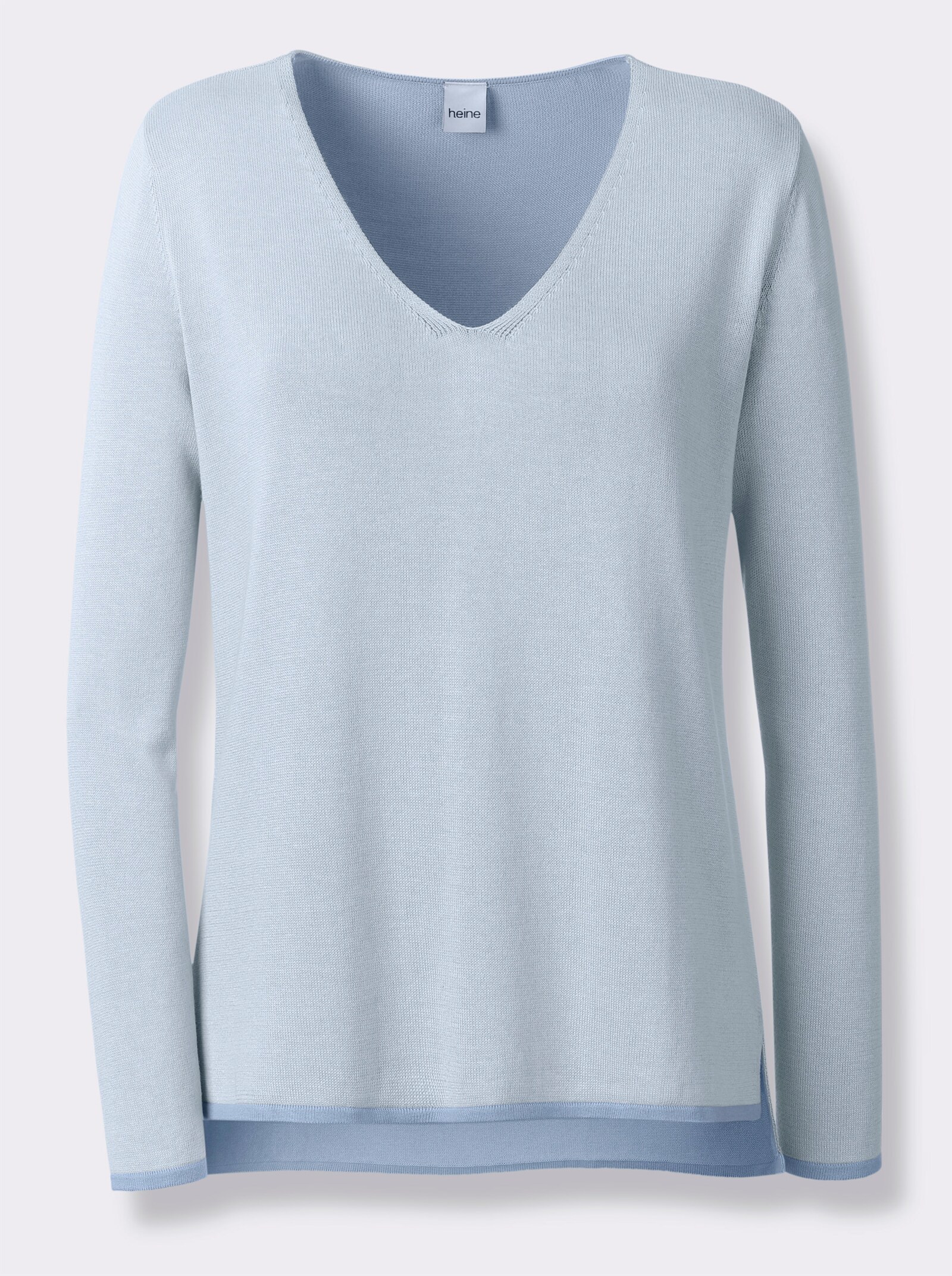 heine Pullover van fijntricot, achter langer - lichtblauw/bleu gedessineerd