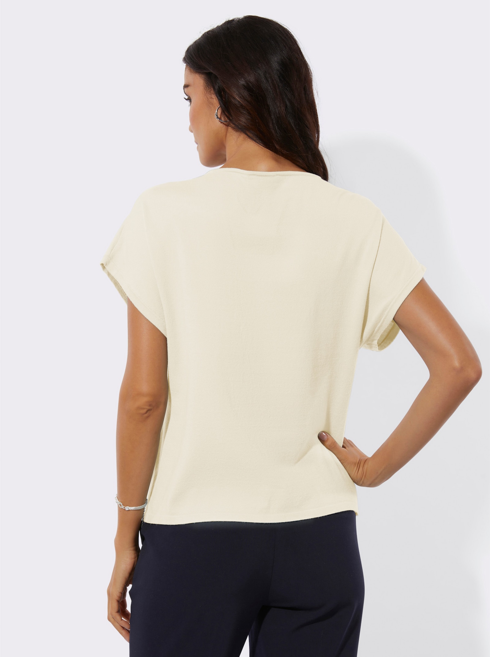 Feinstrickpullover mit Viskose - champagner