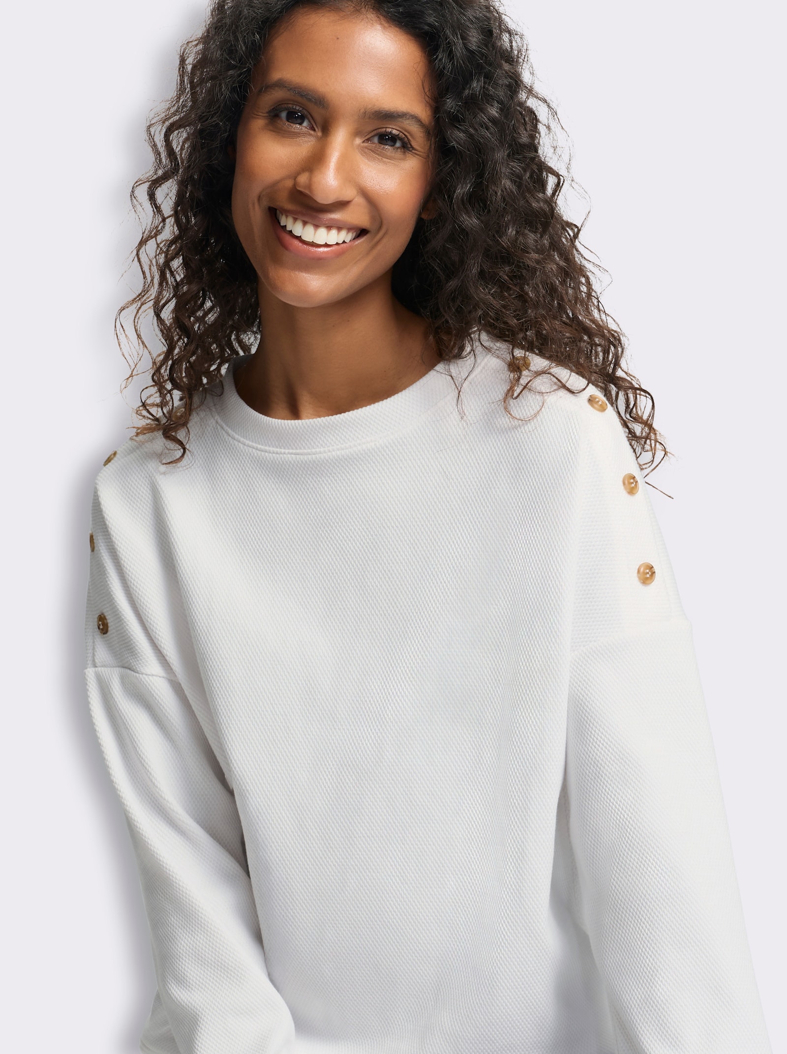 heine Langarmshirt mit Waffelstruktur - ecru
