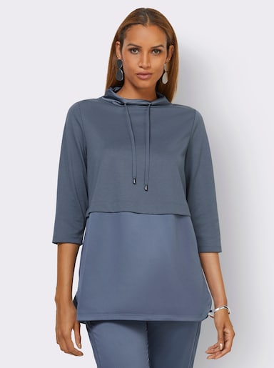3/4-Arm-Shirt im Lagen-Look - rauchblau