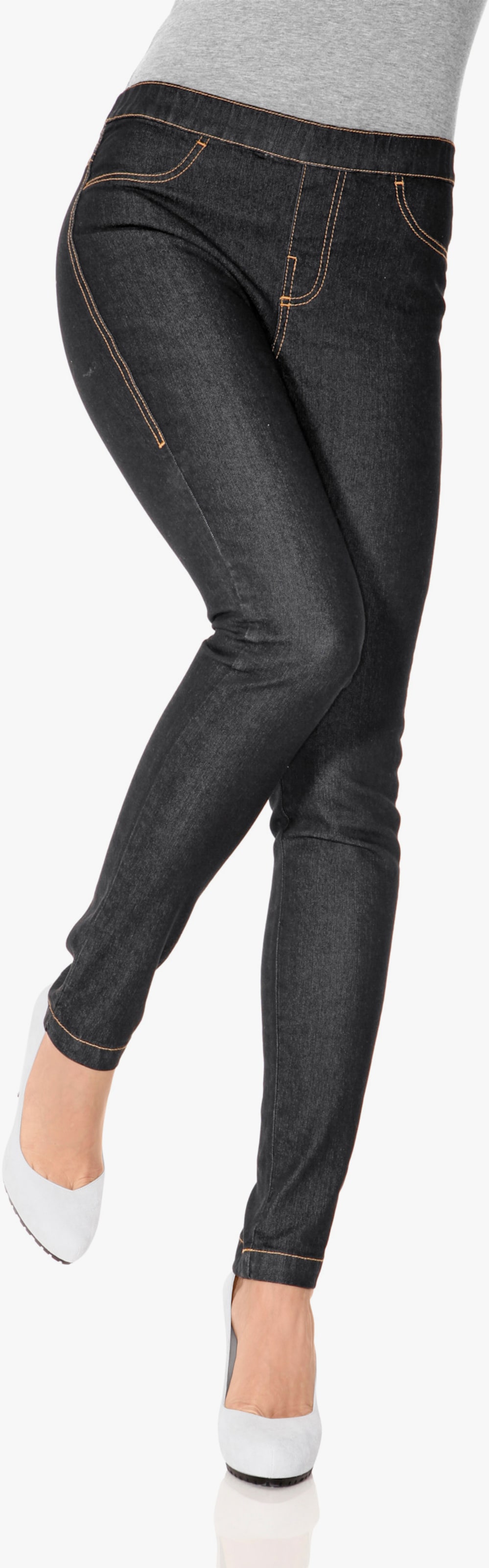 heine Jeansleggings in Used-Optik - black denim