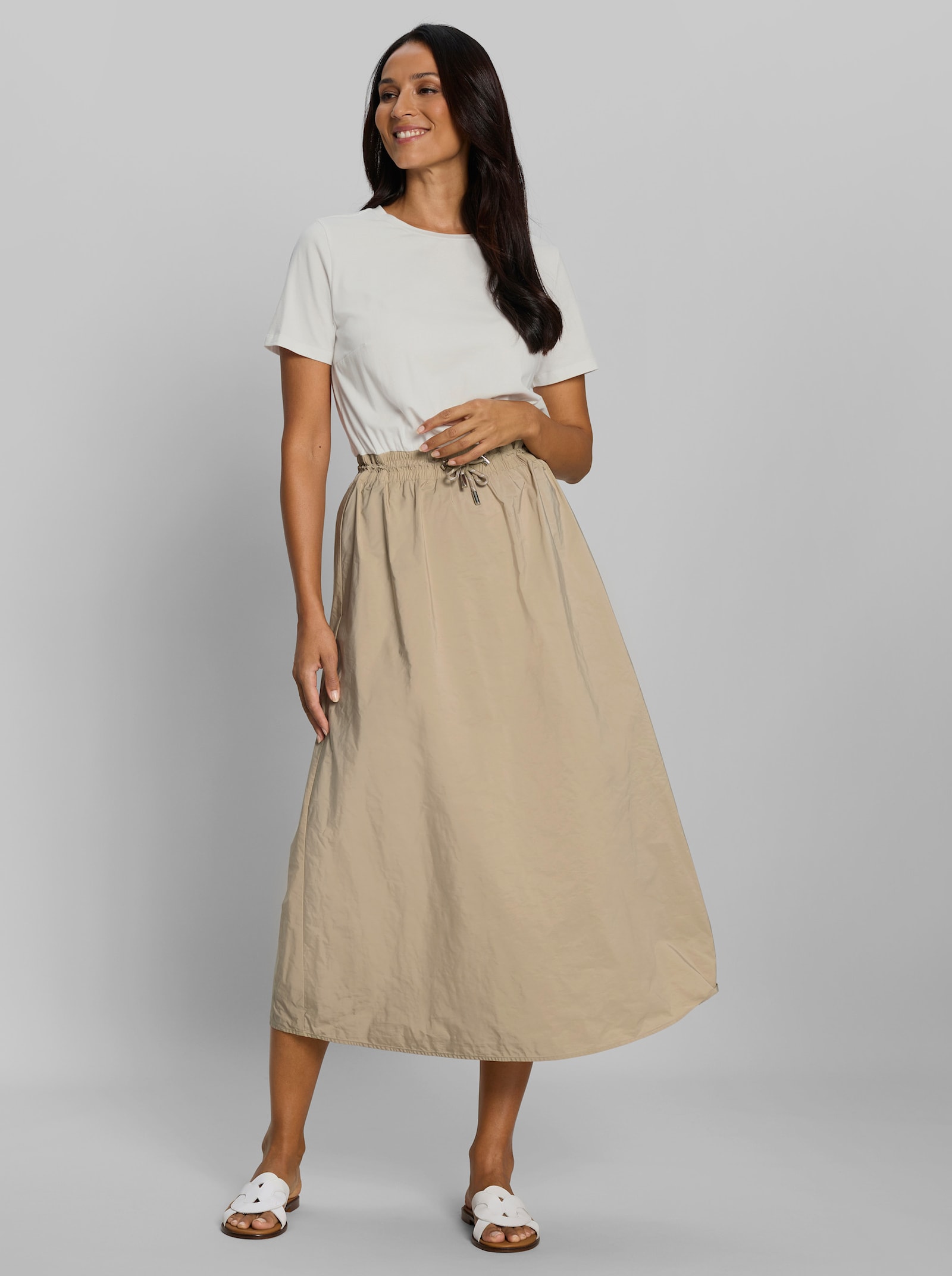 heine Maxikleid im Materialmix - ecru-beige