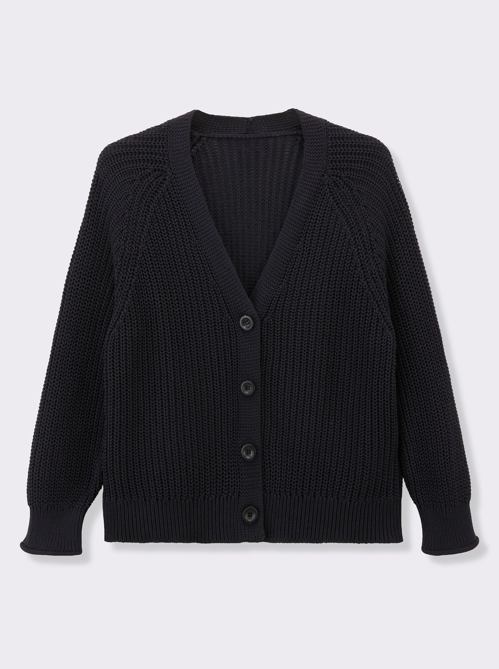 Strickjacke in Grobstrick-Muster - schwarz