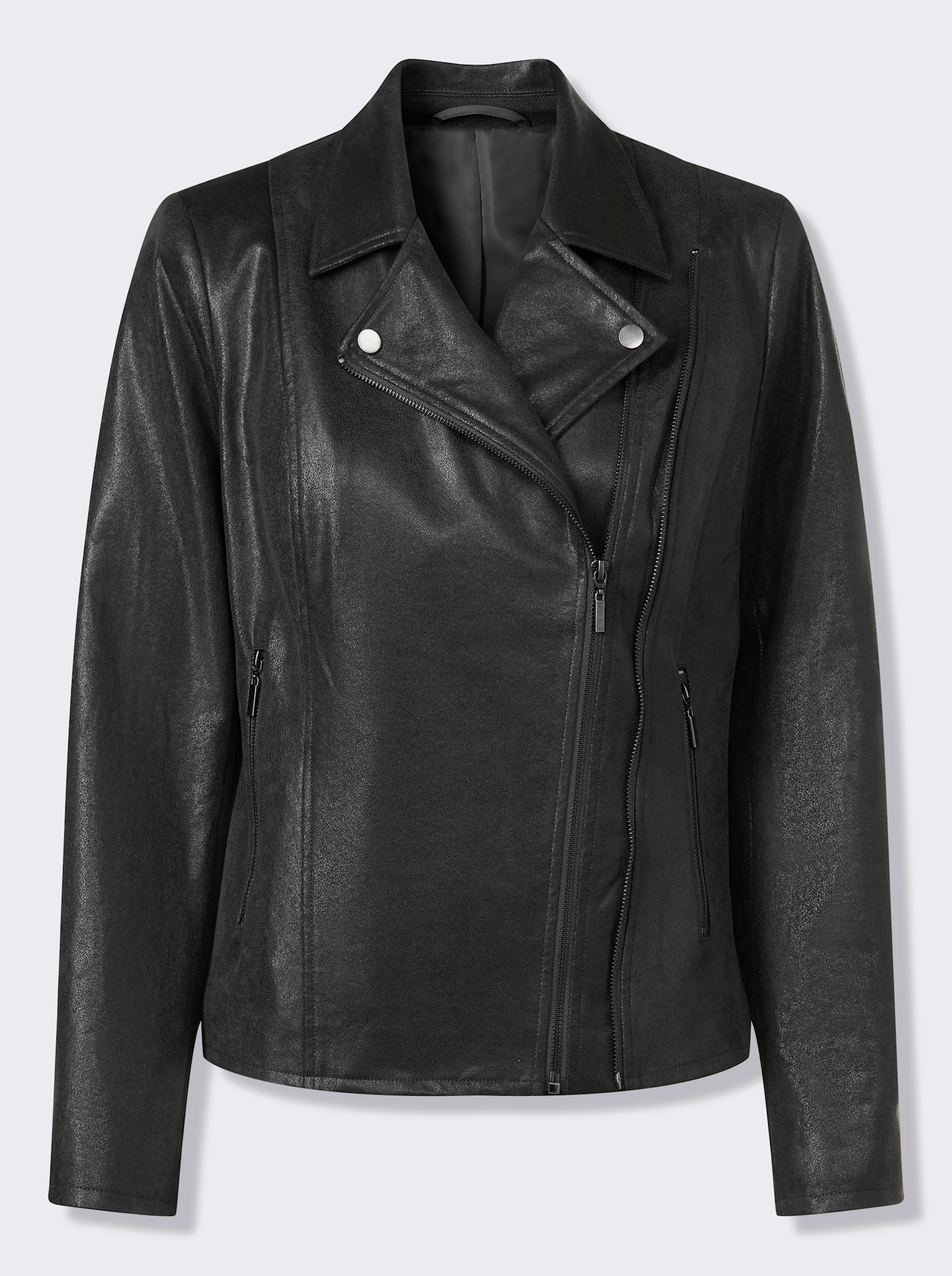 heine Lederimitatjacke im Biker-Stil - graphit