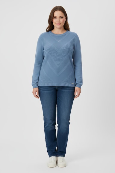 Langarm-Pullover mit Metallplättchen-Applikationen - mittelblau