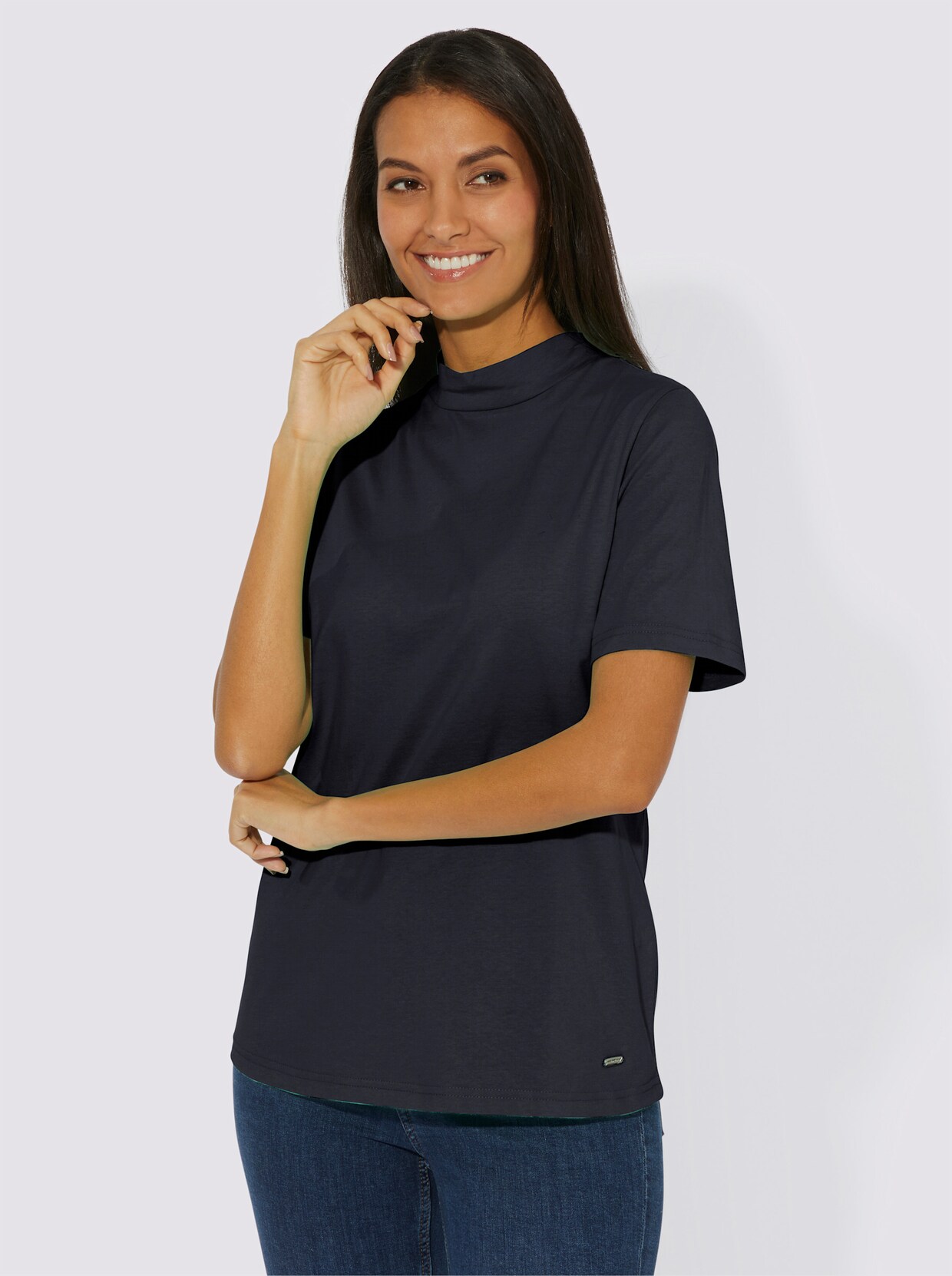 Stehkragenshirt - marine