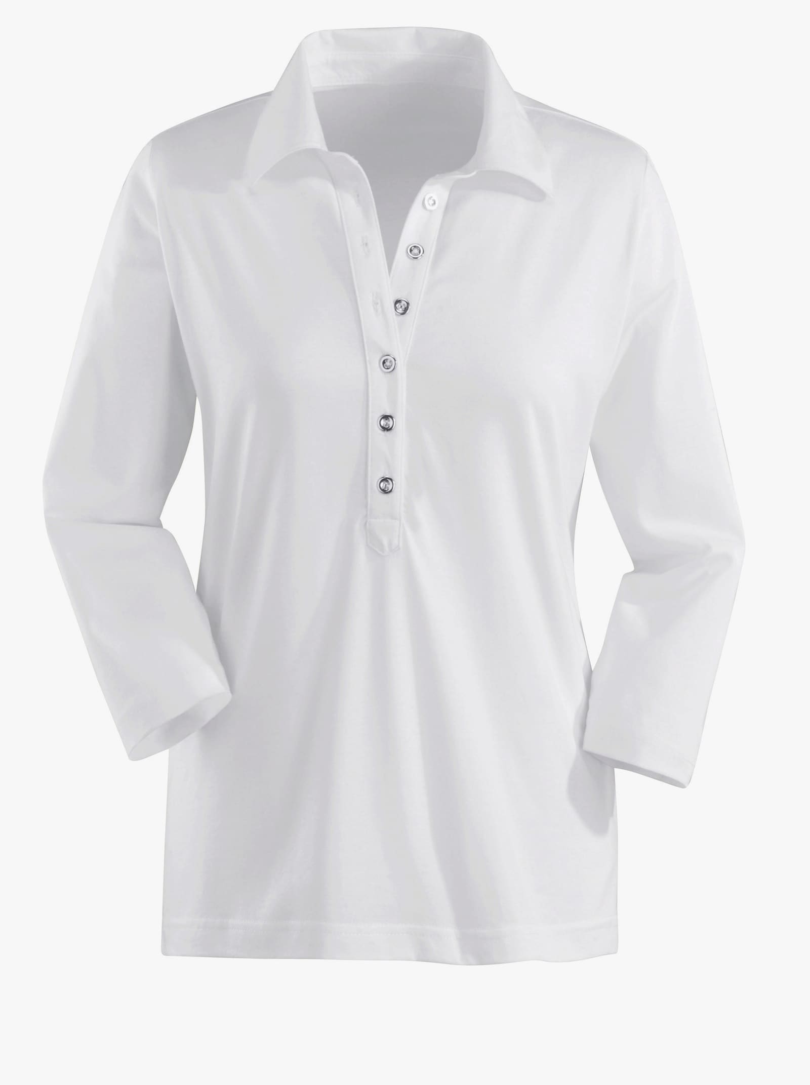 Poloshirt mit langer Knopfleiste - wollweiß