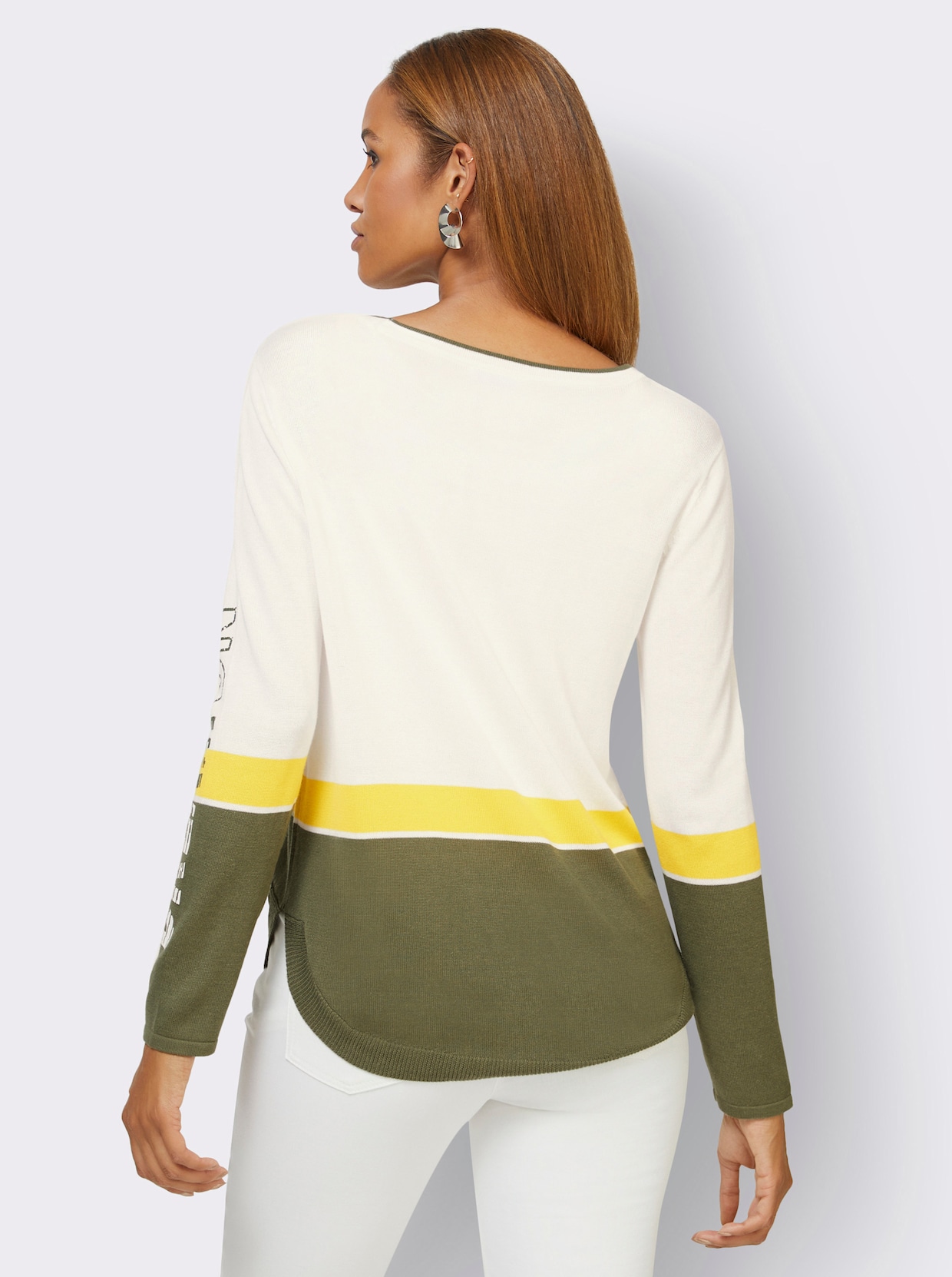 Longpullover - ecru-khaki-gemustert