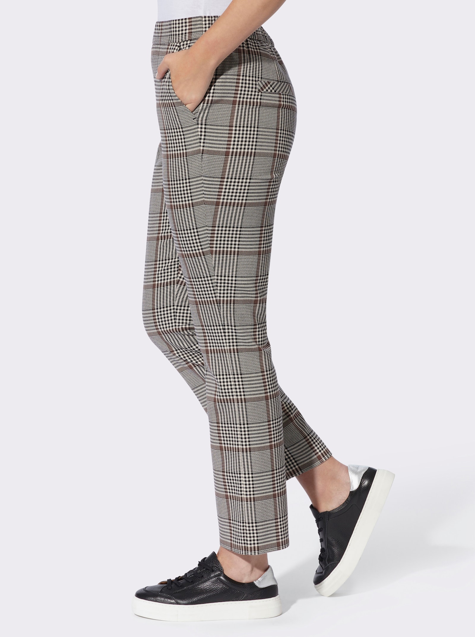 heine Schlupfhose im Karo-Dessin - champagner-schwarz-kariert