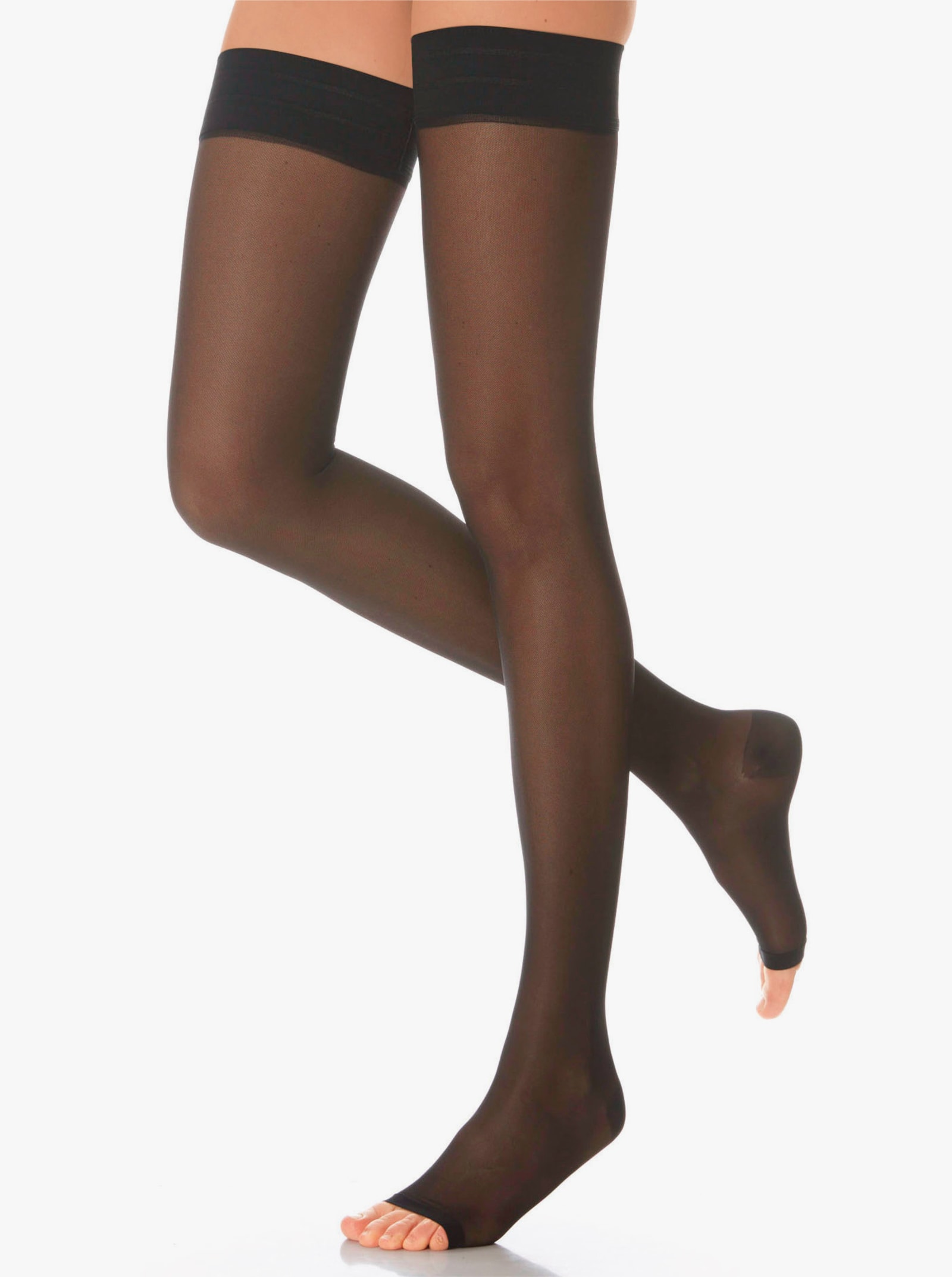 Selbsthaftende Stützstrümpfe - schwarz
