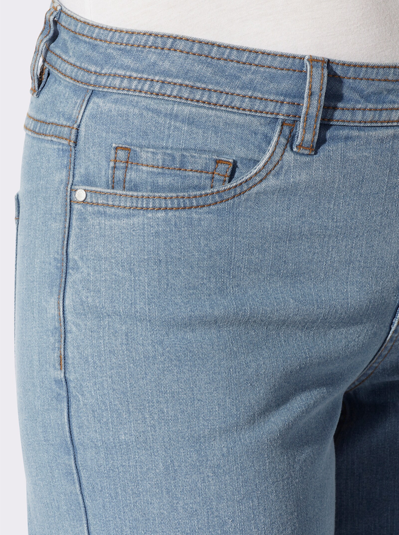 5-Pocket-Jeans mit Kontrastnähten - blue-bleached