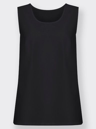 Trägertop mit Seitenschlitzen - schwarz