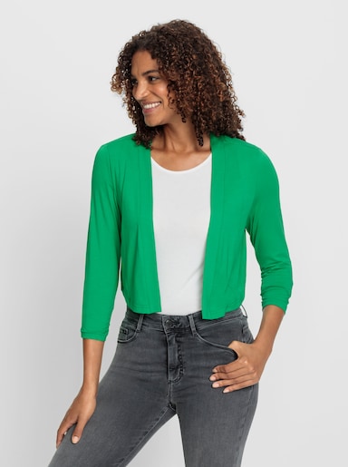Shirtjacke in Bolero-Form - grasgrün