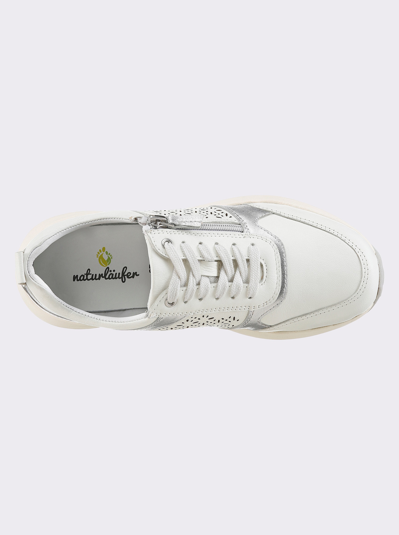 Naturläufer Sneaker mit Glanz-Partien - elfenbein