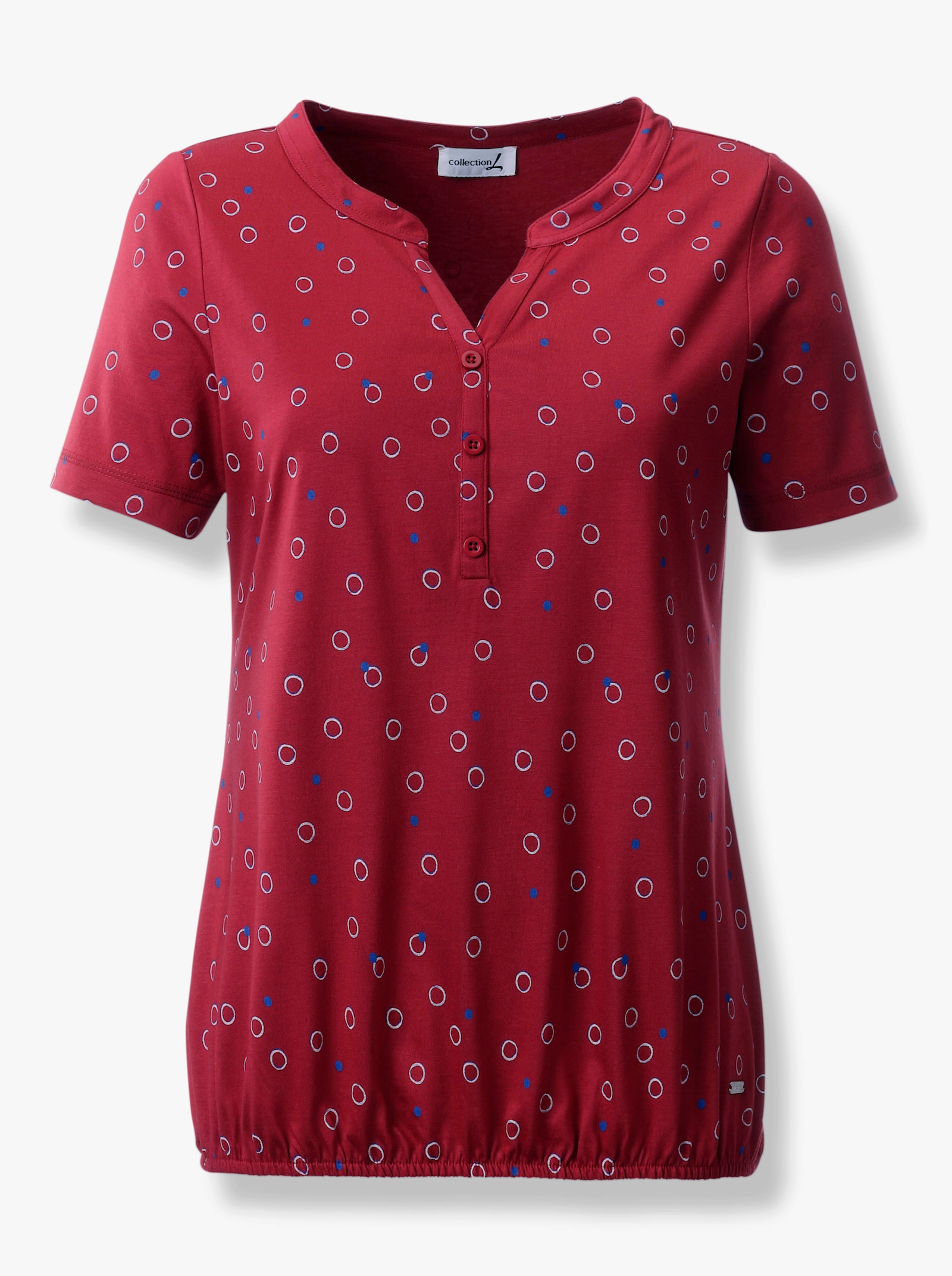 T-shirt imprimé avec ourlet élastique - cerise-blanc imprimé