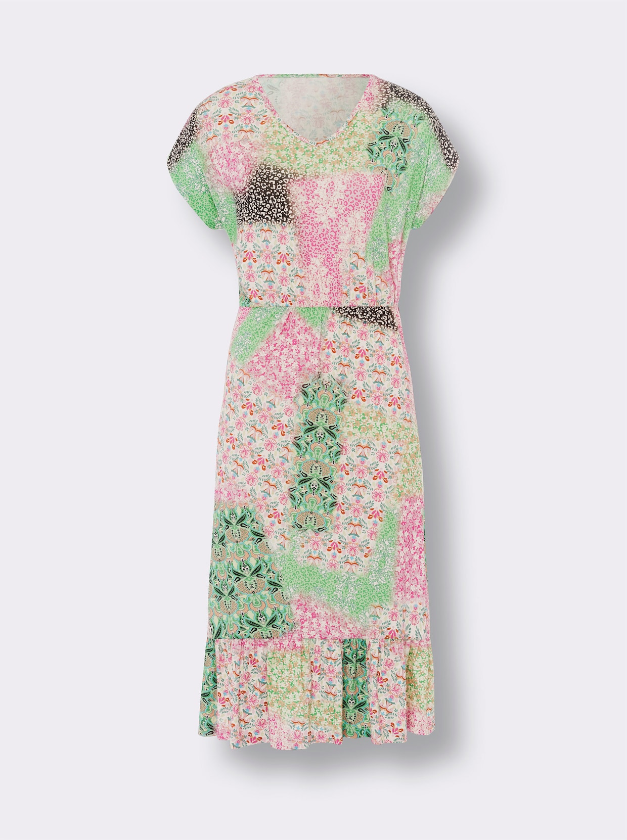 heine Jersey jurk - roze/jade bedrukt