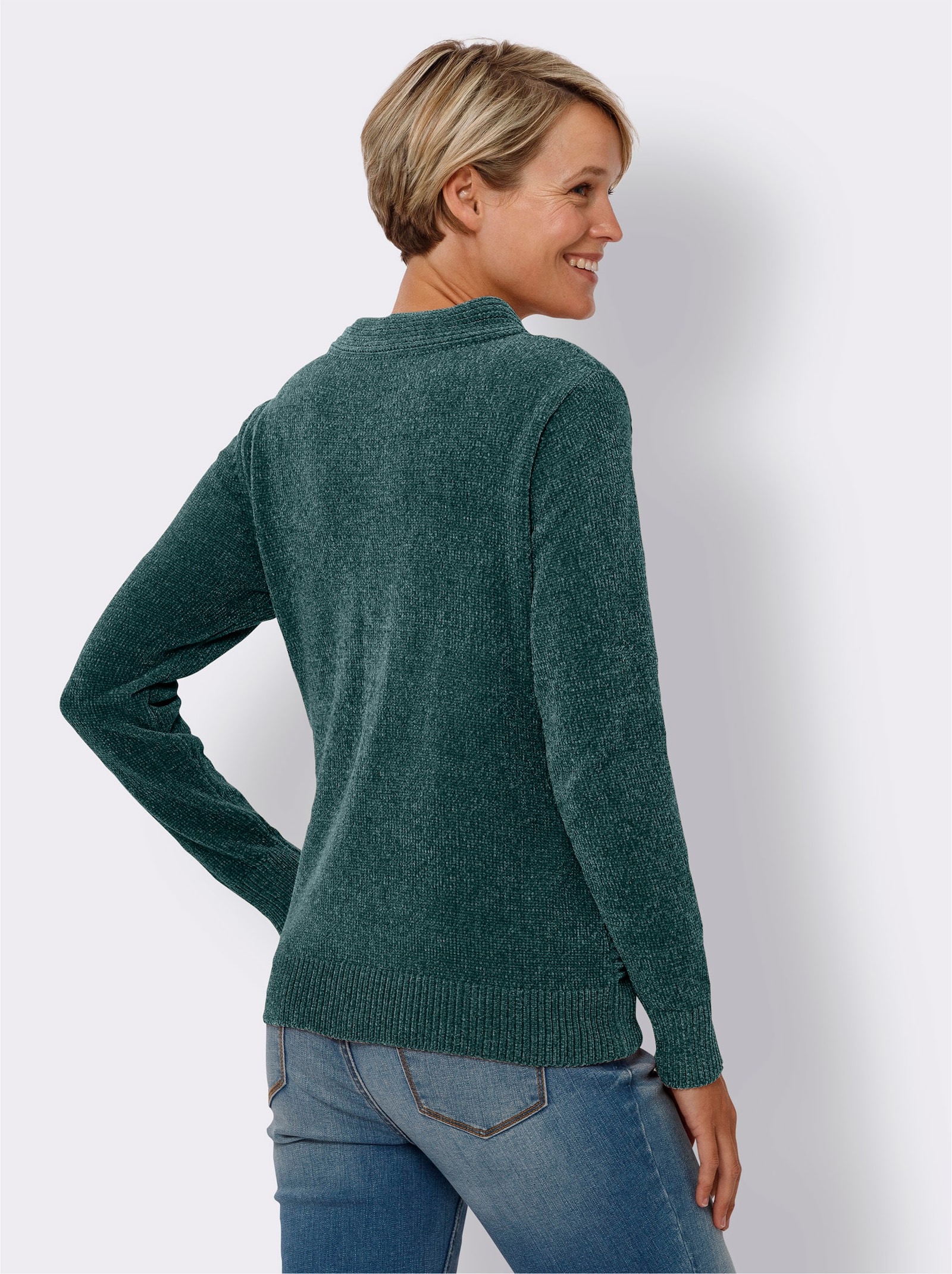 Pullover met lange mouwen van chenillegaren - groen