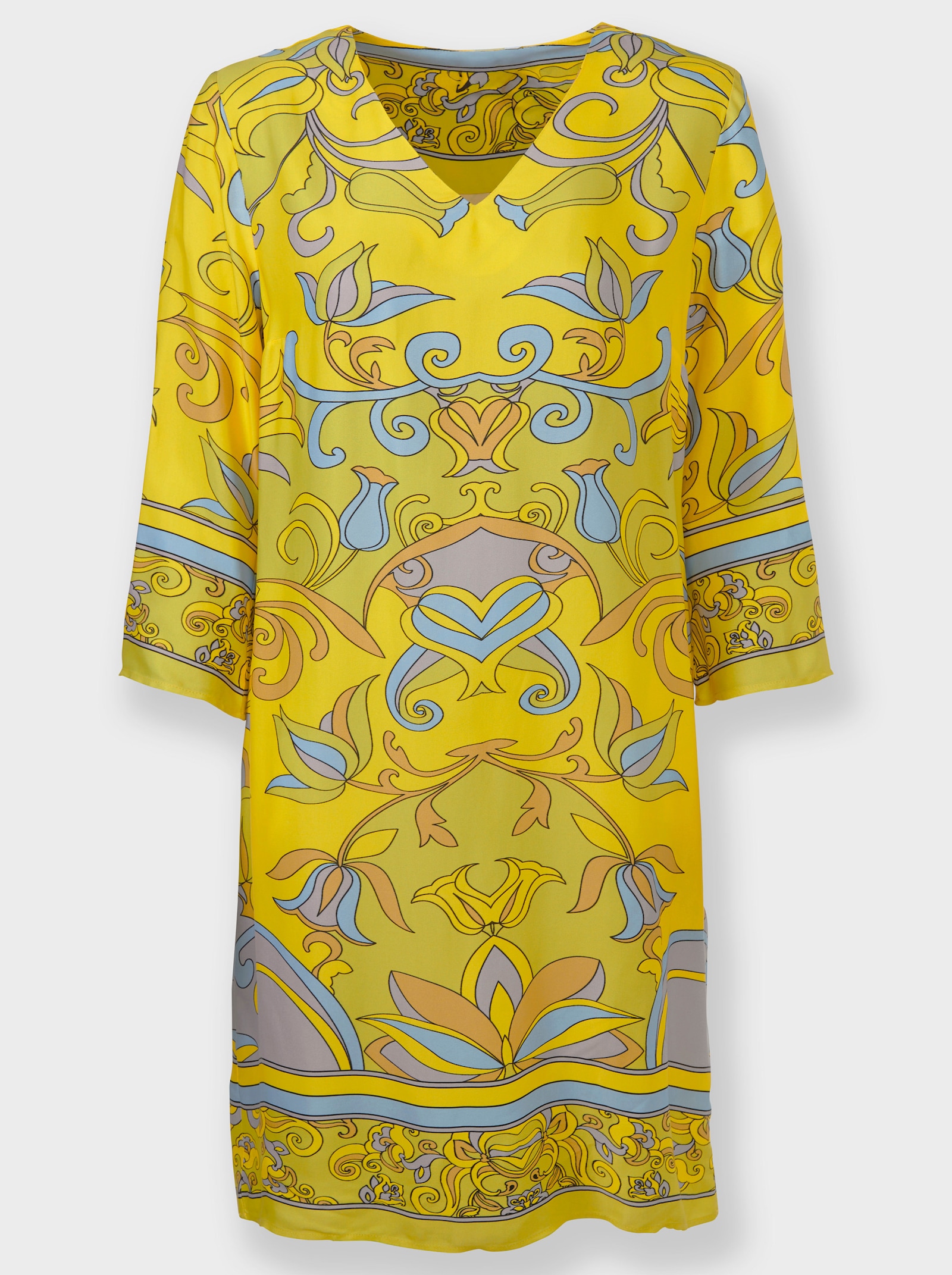 heine Druckkleid aus Viskose-Satin - sonnengelb-limone-bedruckt