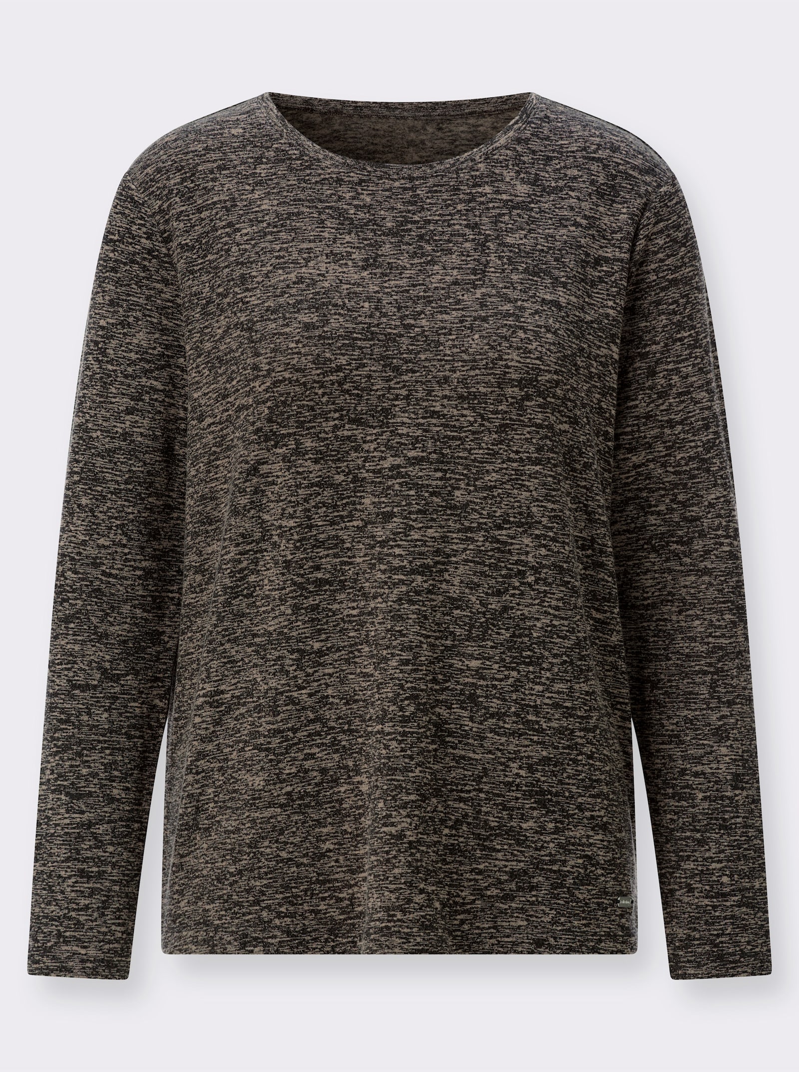 Rundhalsshirt mit Jacquard-Muster - beige-meliert