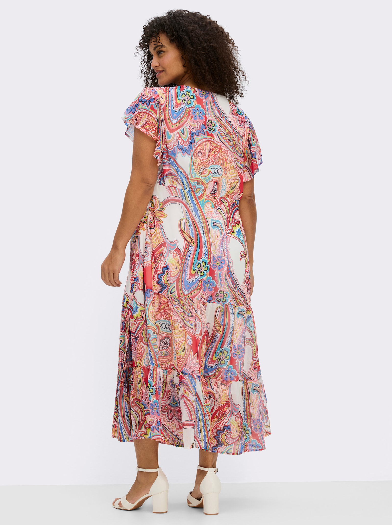 sheego by Joe Browns Chiffonkleid mit Paisleydruck - ecru-rot-gemustert