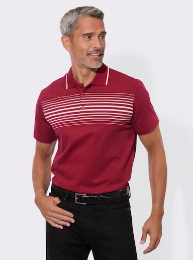 Poloshirt mit schmalen Kontraststreifen - dunkelrot