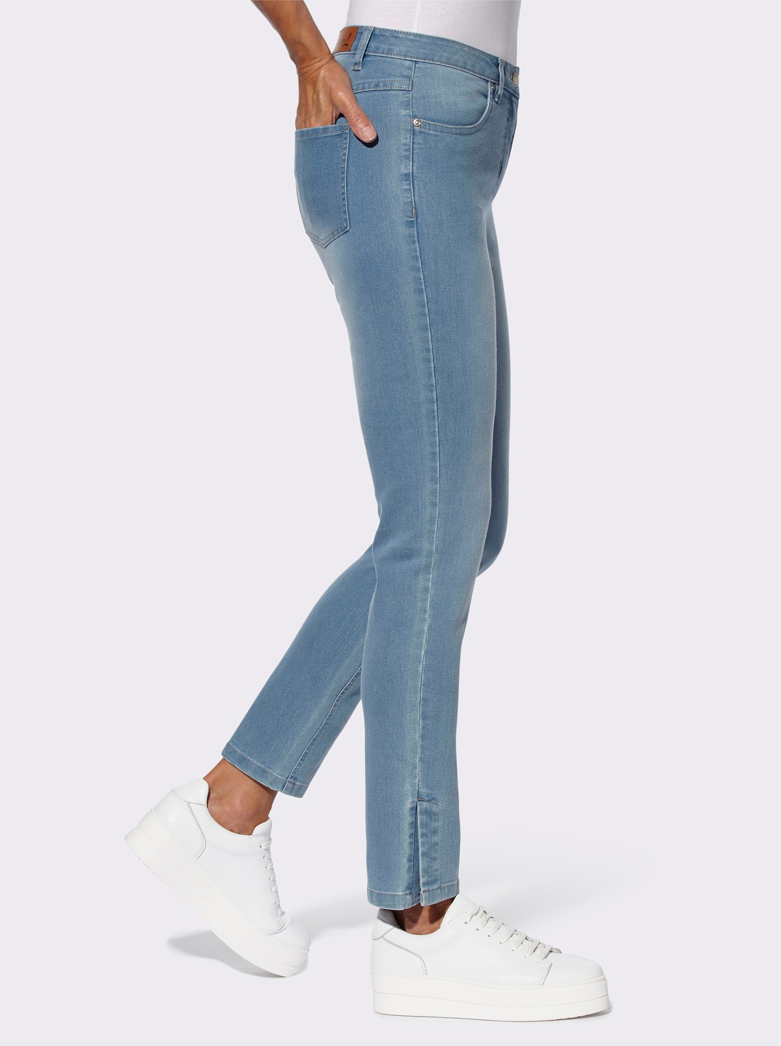 Jeans met voetsplitten - blue-bleached