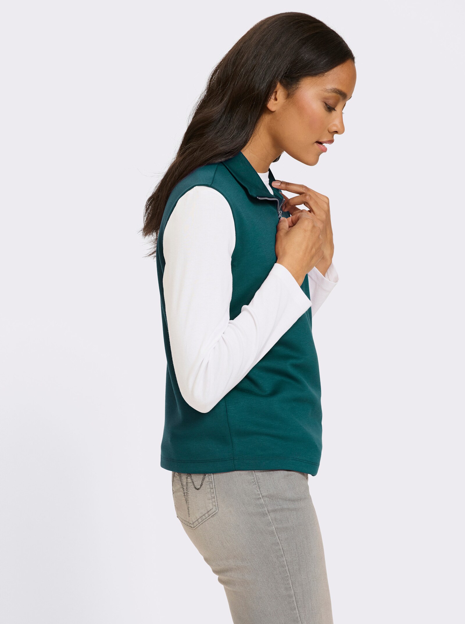 heine Shirt mit Reißverschluss - petrol